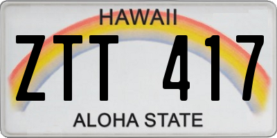 HI license plate ZTT417