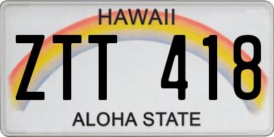 HI license plate ZTT418