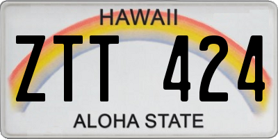 HI license plate ZTT424