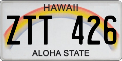 HI license plate ZTT426