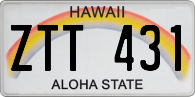 HI license plate ZTT431