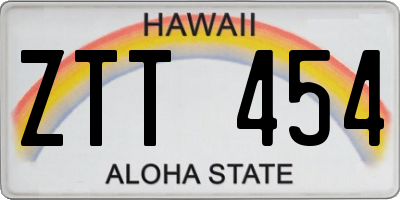 HI license plate ZTT454