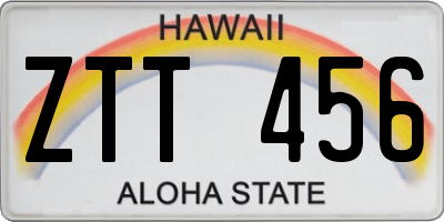 HI license plate ZTT456