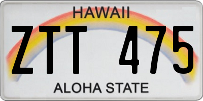 HI license plate ZTT475