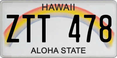 HI license plate ZTT478