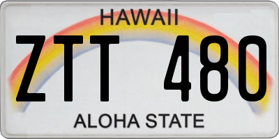HI license plate ZTT480