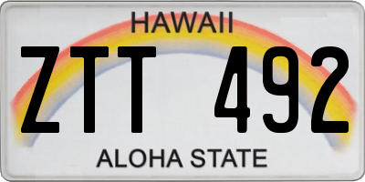 HI license plate ZTT492