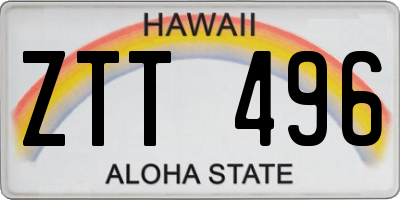 HI license plate ZTT496
