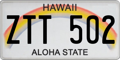 HI license plate ZTT502