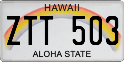 HI license plate ZTT503