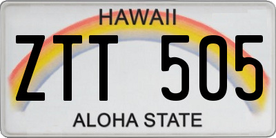 HI license plate ZTT505