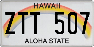 HI license plate ZTT507