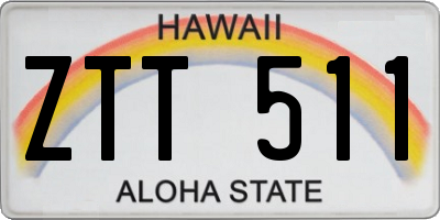 HI license plate ZTT511