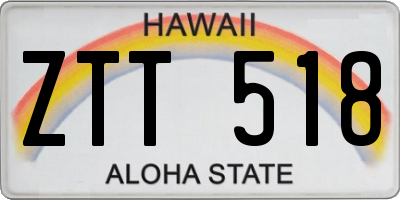 HI license plate ZTT518