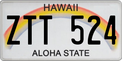 HI license plate ZTT524