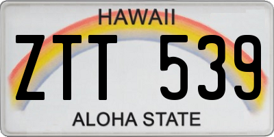 HI license plate ZTT539