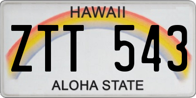 HI license plate ZTT543