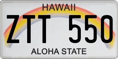 HI license plate ZTT550