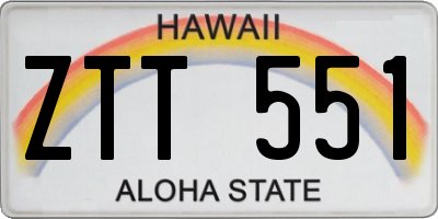 HI license plate ZTT551