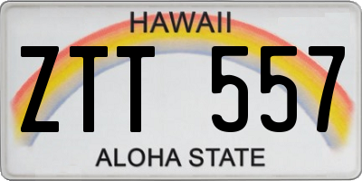 HI license plate ZTT557