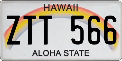 HI license plate ZTT566