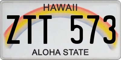 HI license plate ZTT573
