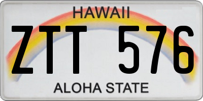 HI license plate ZTT576