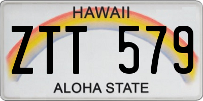 HI license plate ZTT579