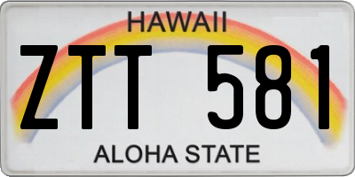 HI license plate ZTT581