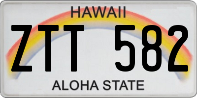 HI license plate ZTT582