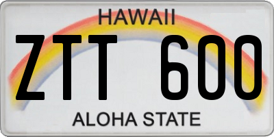 HI license plate ZTT600