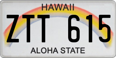HI license plate ZTT615