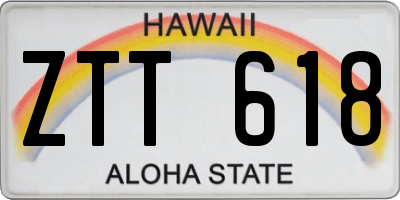 HI license plate ZTT618