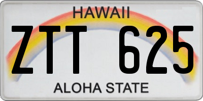 HI license plate ZTT625