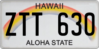 HI license plate ZTT630