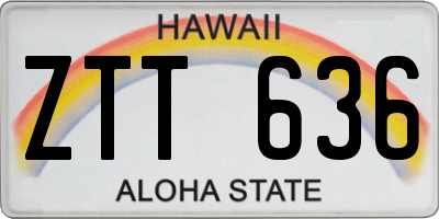 HI license plate ZTT636