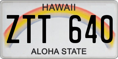 HI license plate ZTT640