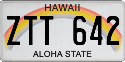 HI license plate ZTT642