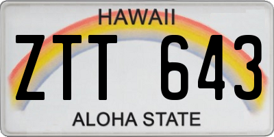 HI license plate ZTT643