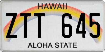HI license plate ZTT645