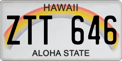 HI license plate ZTT646