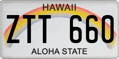 HI license plate ZTT660