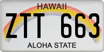 HI license plate ZTT663