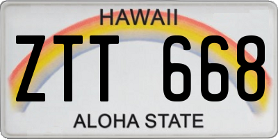 HI license plate ZTT668