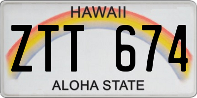 HI license plate ZTT674