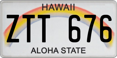 HI license plate ZTT676