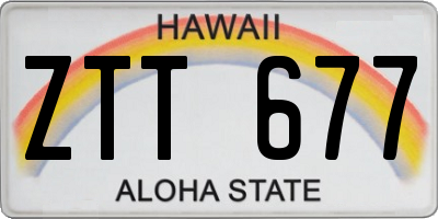HI license plate ZTT677