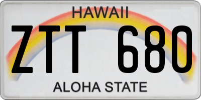 HI license plate ZTT680