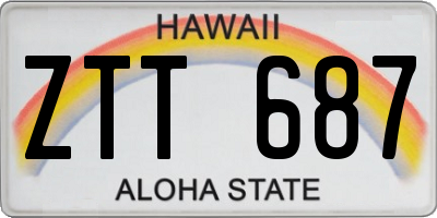 HI license plate ZTT687