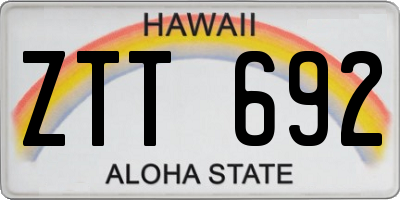 HI license plate ZTT692
